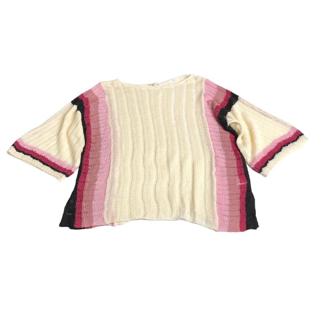 Aaron & Amber Orchid Kimono Top Women M Oversized Open Knit Boho Coastal Sweater